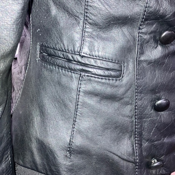 Black Leather double breasted jacket - Picture 8 of 13